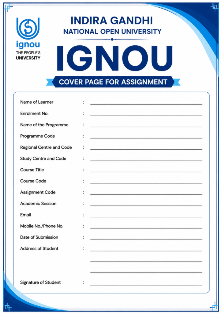 IGNOU Assignment front Page 3