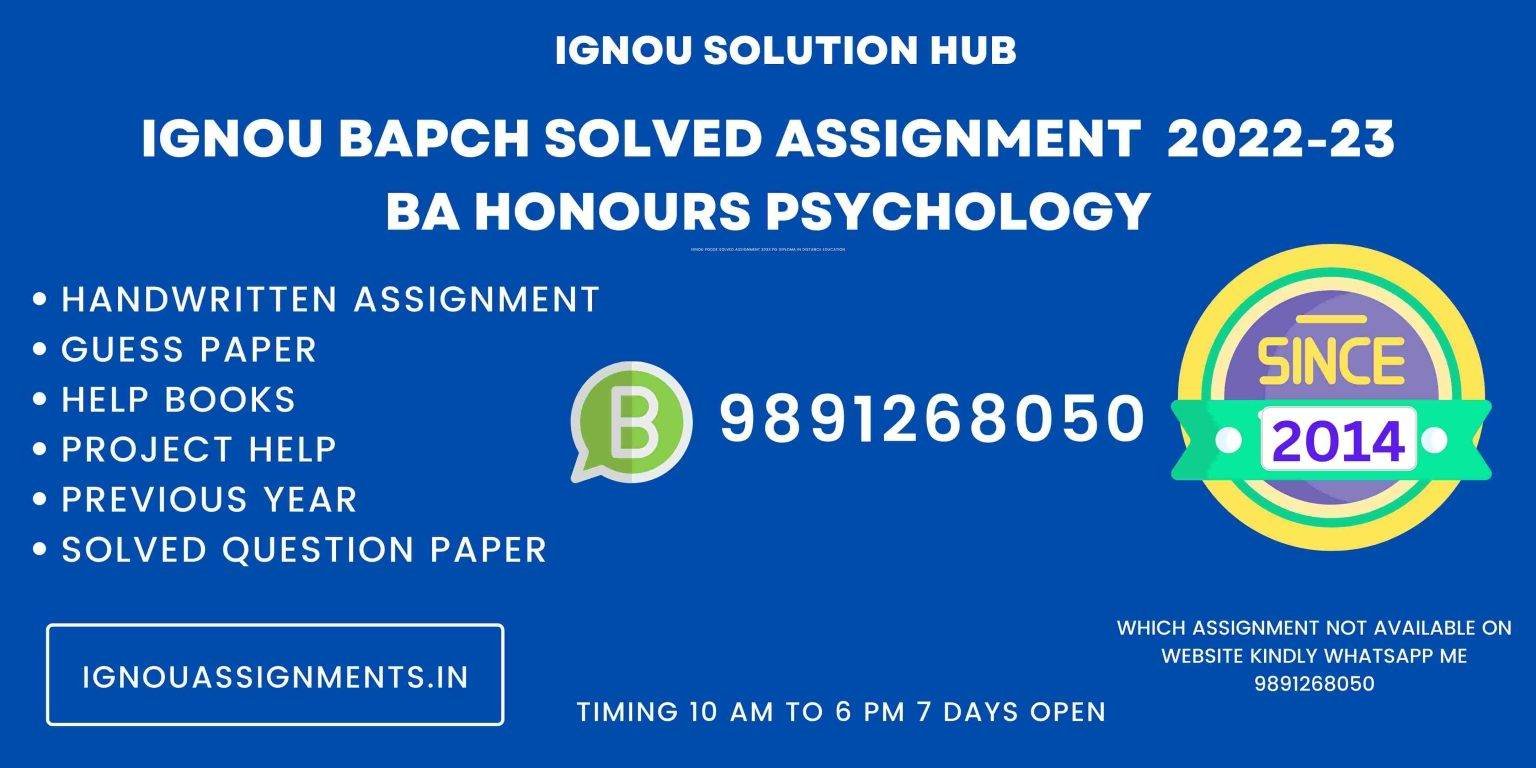 IGNOU BAPCH Solved Assignment 2022-23 BA Honours Psychology Download ...