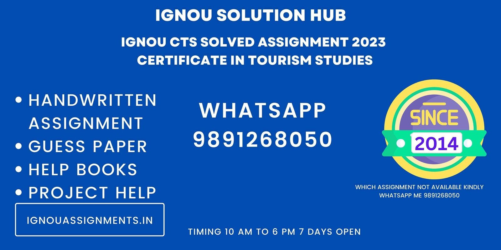 IGNOU CTS Solved Assignment 2023 Certificate in Tourism Studies