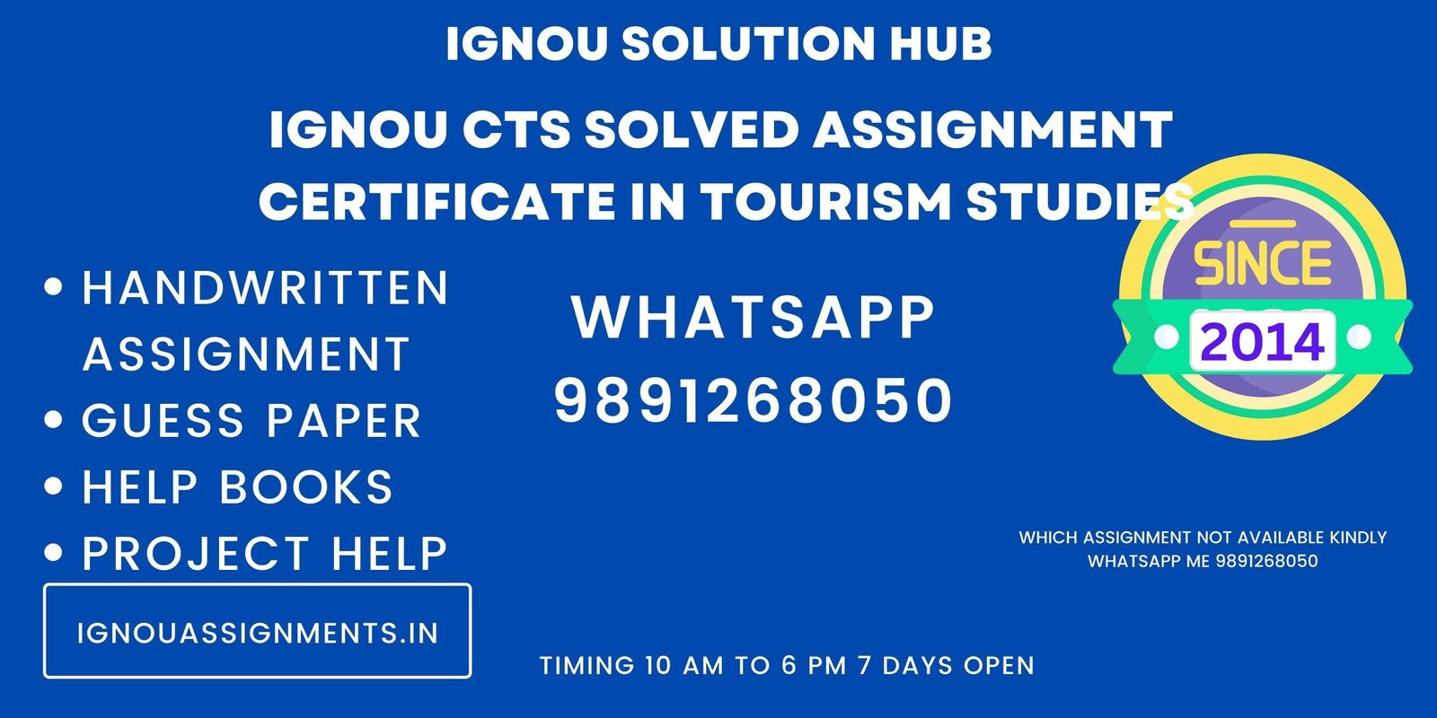 IGNOU CTS Solved Assignment Certificate in Tourism Studies