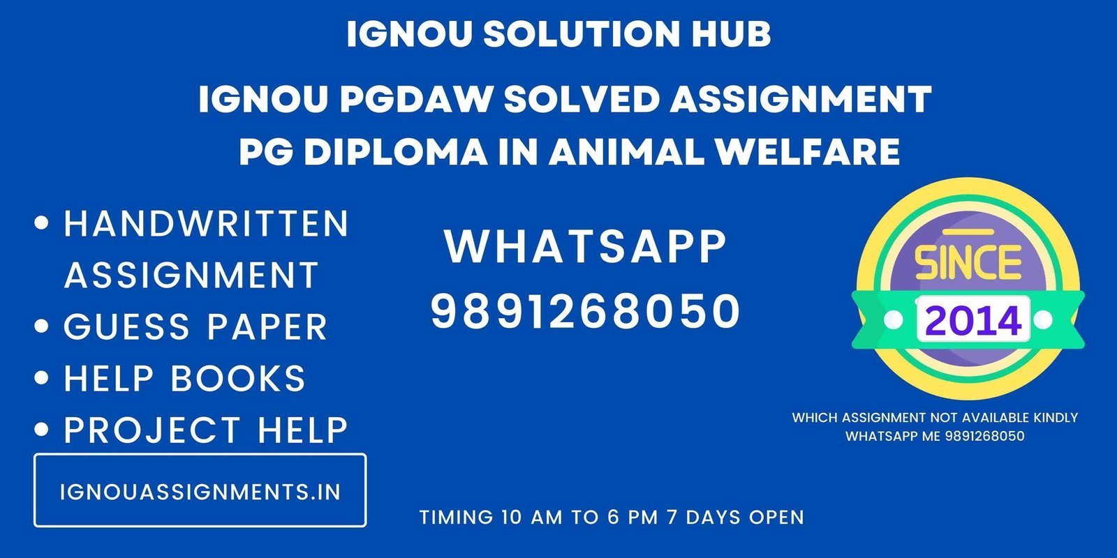 IGNOU PGDAW Solved Assignment PG Diploma in Animal Welfare