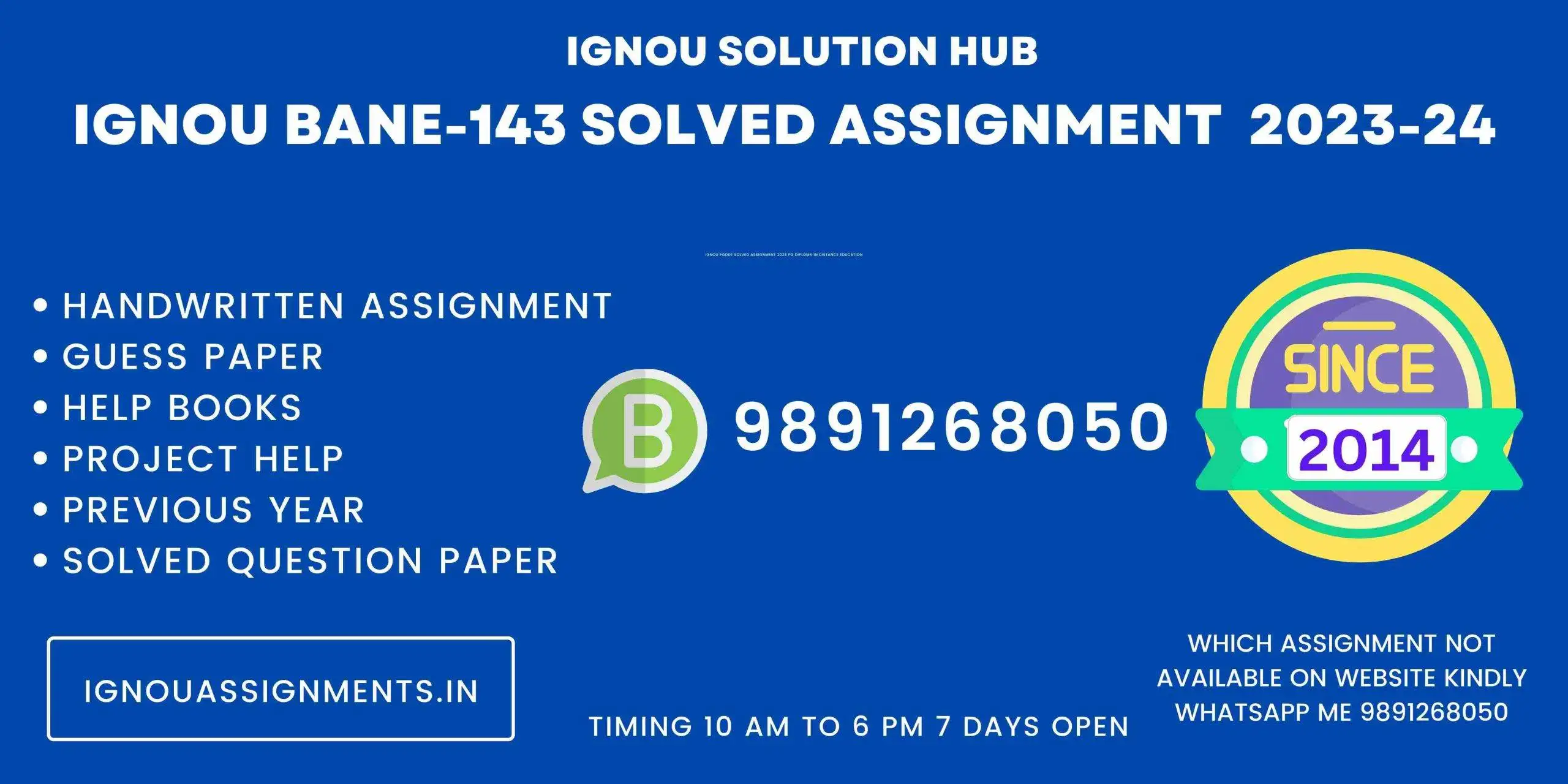 IGNOU BANE-143 Solved assignment 2023-24