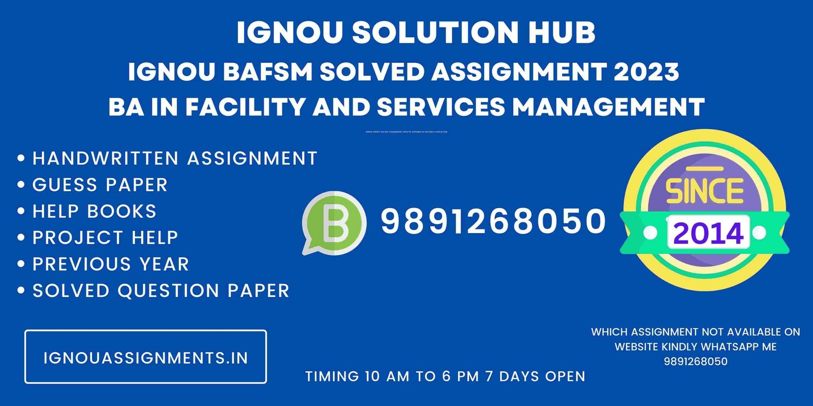IGNOU BAFSM Solved Assignment 2023 BA in Facility and Services Management