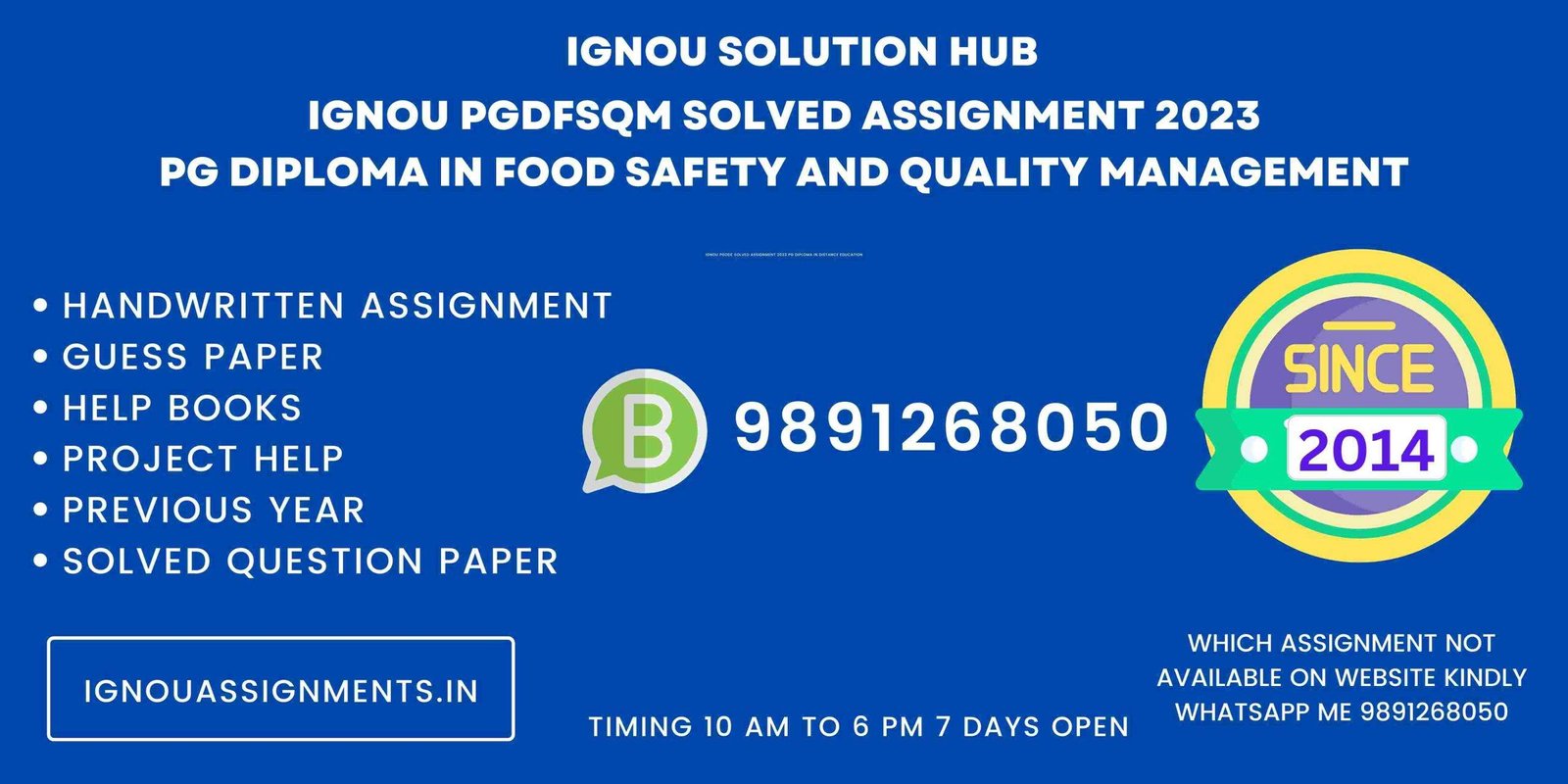 IGNOU PGDFSQM Solved Assignment 2023