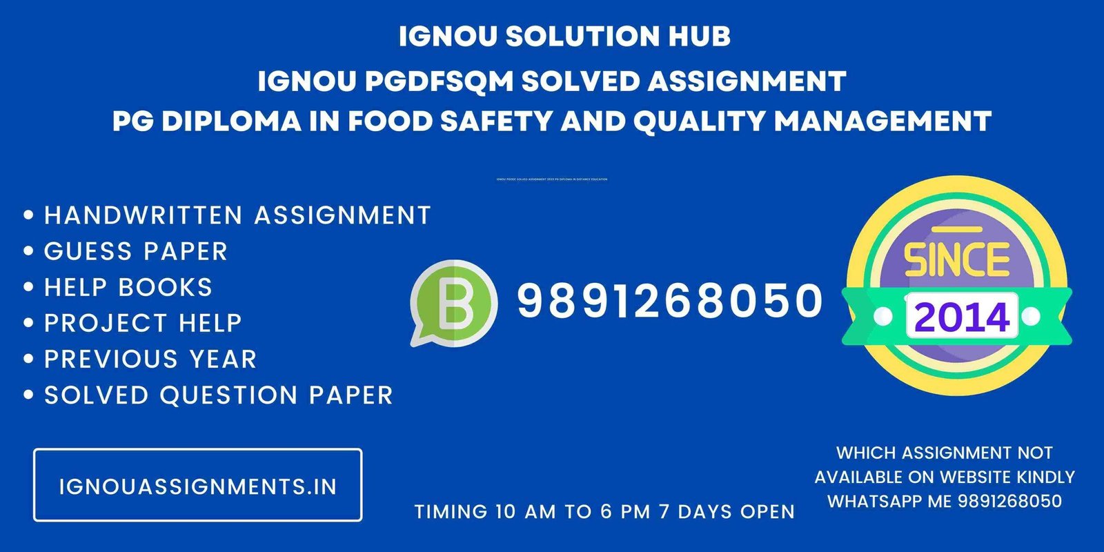 IGNOU PGDFSQM Solved Assignment