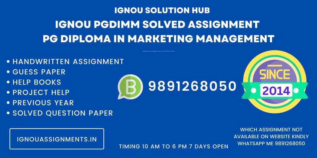 IGNOU PGDIMM Solved Assignment