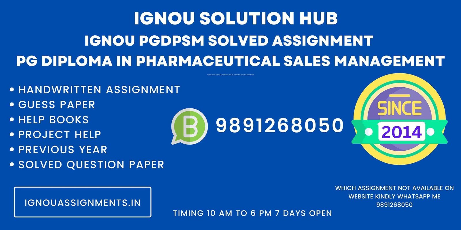 IGNOU PGDPSM Solved Assignment PG Diploma in Pharmaceutical Sales Management