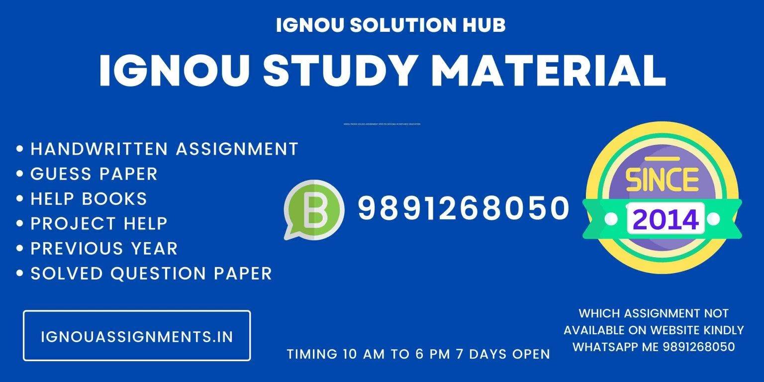 IGNOU Study Material IGNOU Solved Assignment