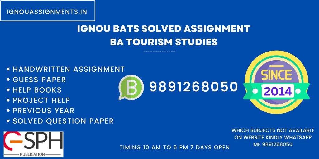 IGNOU BATS Solved Assignment BA Tourism Studies