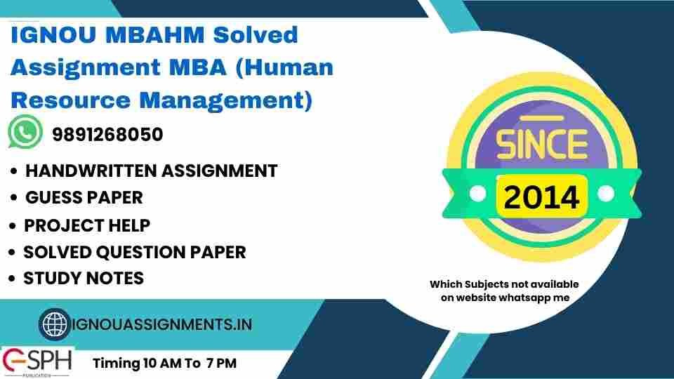 IGNOU MBAHM Solved Assignment MBA Human Resource Management Download ...