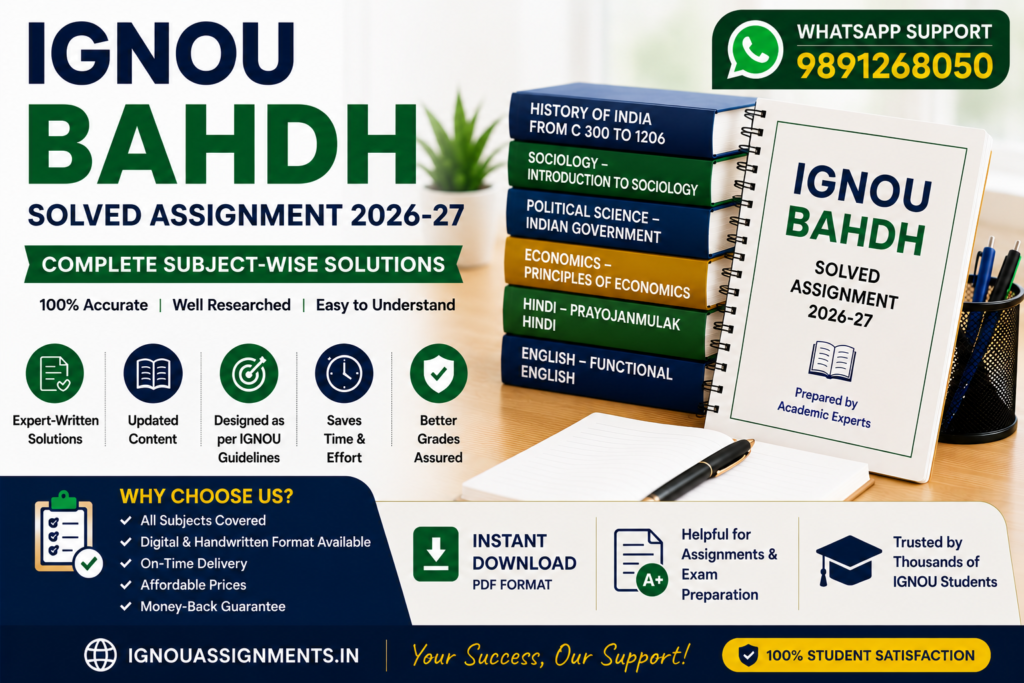 IGNOU BAHDH Solved Assignment 2026-27