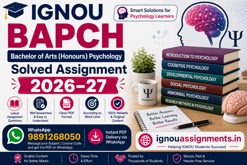 IGNOU BAPCH Solved Assignment 2026-27 PDF Download